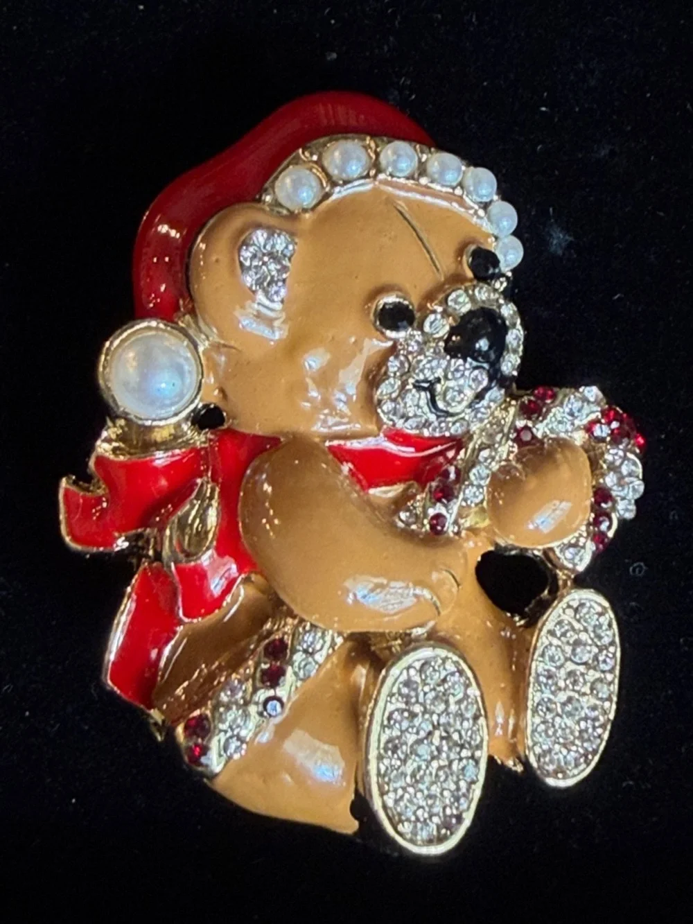 Holiday Lane Santa Teddy Bear Brooch - Picture 3 of 6